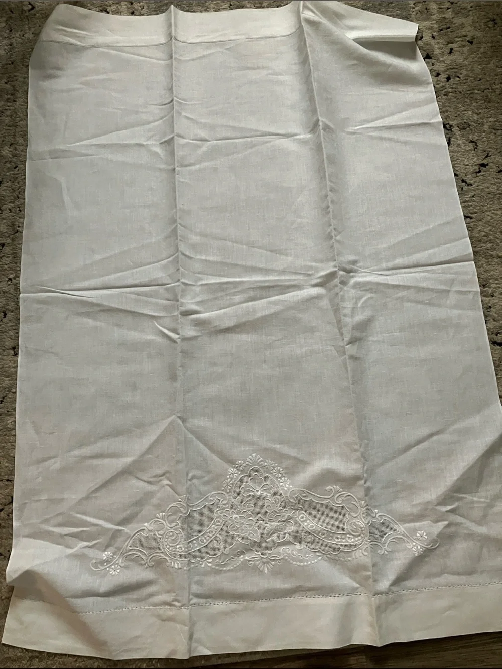 Embroidered Cotton Tea Towel/Dresser Scarf